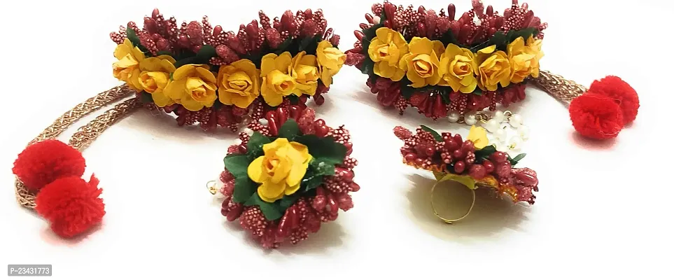 Anytime Balika Vadhu Flower Jewellery Designer Jwellery Set for Women  Girls (Mehandi/Haldi/Bridal/Baby Shower/Party/wedding) (Red)-thumb3