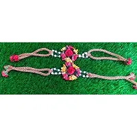 anytime Women's, Girl's, Fabric jewellery Set with 6 Items for Mehandi/Haldi Baby Shower (Yellow)-thumb3