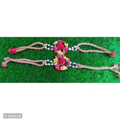 anytime Women's, Girl's, Fabric jewellery Set with 6 Items for Mehandi/Haldi Baby Shower (Yellow)-thumb4