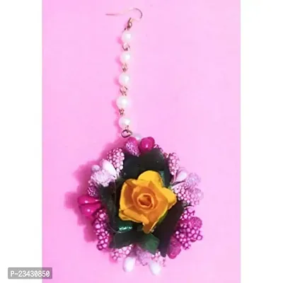 Balika Vadhu Jewellery Designer Jwellery Set for Women  Girls Pink Purple (Mehandi/Haldi /Bridal/Baby Shower/Marriage/Wedding) (Purple Yellow)-thumb5