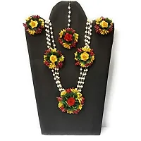 Balika Vadhu Flower Jewellery Designer Jwellery Set for Women  Girls (Mehandi/Haldi /Bridal/Baby Shower/Party/wedding) (Red yellow)-thumb1