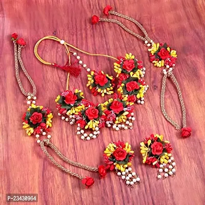 Balika Vadhu Jewellery Designer Jwellery Set for Women  Girls (Mehandi/Haldi /Bridal/Baby Shower/Marriage/Wedding) (Yellow Red)-thumb3