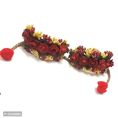 Balika Vadhu Flower Jewellery Designer Jwellery Set for Women  Girls (Mehandi/Haldi /Bridal/Baby Shower/Party/wedding) (Red yellow)-thumb4