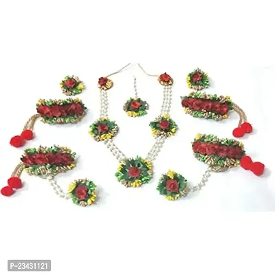 Balika Vadhu Flower Jewellery Designer Jwellery Set for Women  Girls (Mehandi/Haldi /Bridal/Baby Shower/Party/wedding) (Yellow Green Gold)-thumb0
