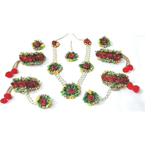 Balika Vadhu Flower Jewellery Designer Jwellery Set for Women & Girls (Mehandi/Haldi /Bridal/Baby Shower/Party/wedding)