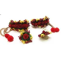 Balika Vadhu Flower Jewellery Designer Jwellery Set for Women  Girls (Mehandi/Haldi /Bridal/Baby Shower/Party/wedding) (Red yellow)-thumb2