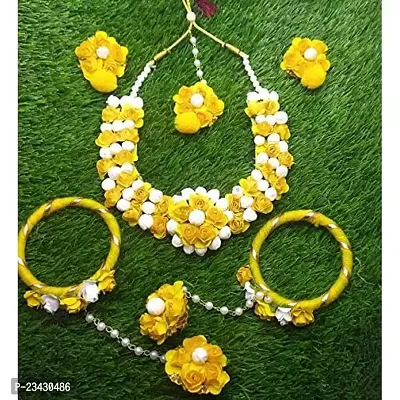 anytime Balika Vadhu Jewellery Designer Jwellery Set for Women  Girls (Mehandi/Haldi/Bridal/Baby Shower) (Yellow)-thumb3