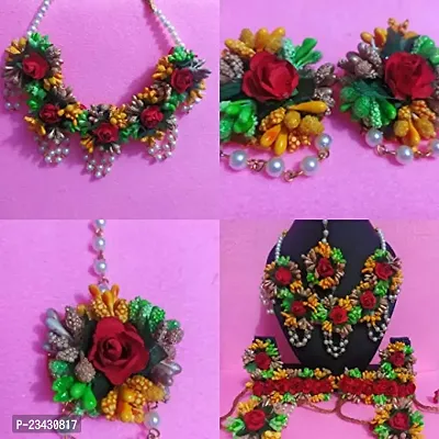 Balika Vadhu Jewellery Designer Jwellery Set for Women  Girls Pink Purple (Mehandi/Haldi /Bridal/Baby Shower/Marriage/Wedding) (Yellow Green)-thumb4