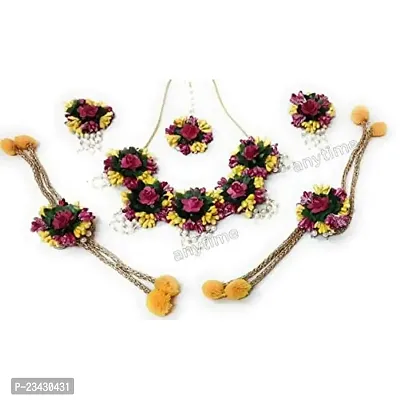 Balika Vadhu Jewellery Designer Jwellery Set for Women  Girls (Mehandi/Haldi /Bridal/Baby Shower/Marriage/Wedding) (Yellow Pink)-thumb0