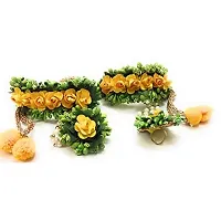 Balika Vadhu Flower Jewellery Designer Jwellery Set for Women  Girls (Mehandi/Haldi /Bridal/Baby Shower/Party/wedding) (Green Yellow)-thumb2