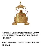 Craftsai Exports  Metal Singhasan Oval Shaped for Ganesha Krishna God Idols - Gold Plated Ladoo Gopal Pooja Chowki for Temple Mandir Puja Idol Decoration Items-thumb2