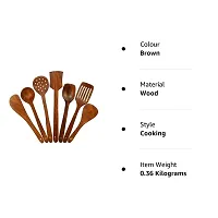 Sublime ArtsWooden Serving and Cooking Spoons Wood Brown Spoons Kitchen Utensil Set of 7-thumb1