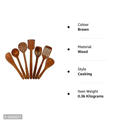 Sublime ArtsWooden Serving and Cooking Spoons Wood Brown Spoons Kitchen Utensil Set of 7-thumb2