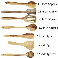 Sublime Arts Non Chemical Spoon Set for Kitchen Lovers Brown Yellowish Kitchen Tool Set Wooden Dessert Spoon, Serving Spoon, Salad Spoon, Soup Spoon, Table Spoon Set  (Pack of 7)-thumb2