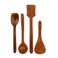 Sublime Arts Wooden Serving And Cooking Spoons Wood Brown Spoons Kitchen Utensil Set Of 4-thumb1