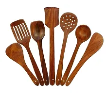 Wooden Non-Stick Ladle Set of 7 Brown-thumb1