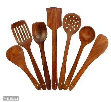 Wooden Non-Stick Ladle Set of 7 Brown-thumb2