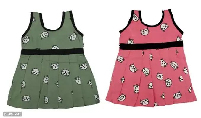Fabulous Multicoloured Cotton Printed Frocks For Girls Pack Of 2