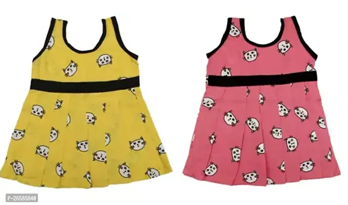 Fabulous Multicoloured Cotton Printed Frocks For Girls Pack Of 2