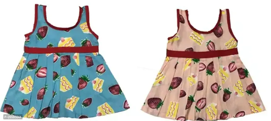 Fabulous Multicoloured Cotton Printed Frocks For Girls Pack Of 2-thumb0