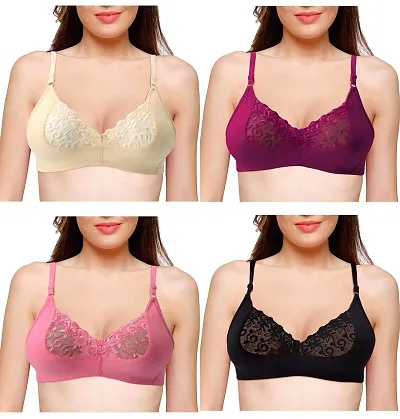 Epic Touch Women's X-Lady Premium Solid Bridal Bra for Women & Girls|Women's Bra Combo (Pack of 4)