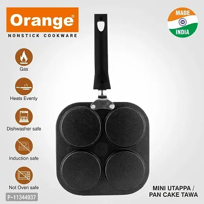 Orange Non- Stick Pancake/Mini Uttapam Tawa Platina Series with Nylon Spatula-thumb4