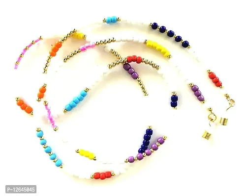 Zoya Gems  Jewellery Multi Color Face Mask  Glass Chain, Holder 32 Beads Chain Necklace.