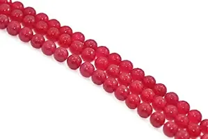 Zoya Gems  Jewellery Red Jade Smooth Round Quartz Semi Precious Stone (8 mm, 1 String) for- Jewellery Making, Beading, Art and Craft-thumb2