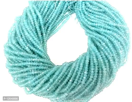 Zoya Gems  Jewellery 1 Strand Aqua Chalcedony Faceted Rondelle Beads - Aqua Gemstone Rondelle Beads Size 4mm - 14 Inches Long Strand - Faceted Rondelle For DIY Making Jewellery-thumb2