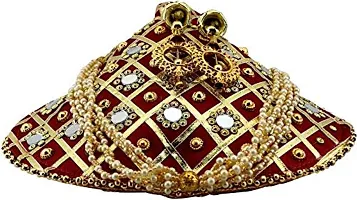 Zoya Gems & Jewellery Maroon Potli Wristlets Ethnic Potli For Women's | Designer Rajasthani Style Royal Clutch Silk Batwa | Zari Work Potli | Bridal Potli | Potli Bags-thumb4
