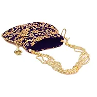 Zoya Gems & Jewellery Potli Wristlets Ethnic Potli For Women's | Designer Rajasthani Style Royal Clutch Silk Batwa | Zari Work Potli | Bridal Potli | Potli Bags-thumb4