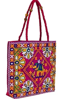 Zoya Gems & Jewellery Pink Rajasthani Collection and Ethnic Cotton Silk Handmade Handbag for Women-thumb3