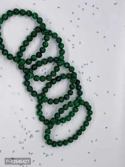 Zoya Gems  Jewellery Malachite 8mm Bead Bracelet, Green Bracelet, Natural Malachite Beads,Heart Chakra Bracelet, Taurus Zodiac Bracelet, Scorpio Bracelet-thumb2