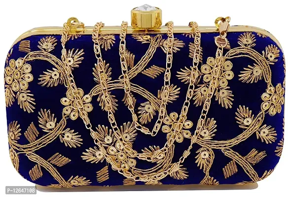 Zoya Gems & Jewellery Women's Box Clutch Purse Bag with sling chain