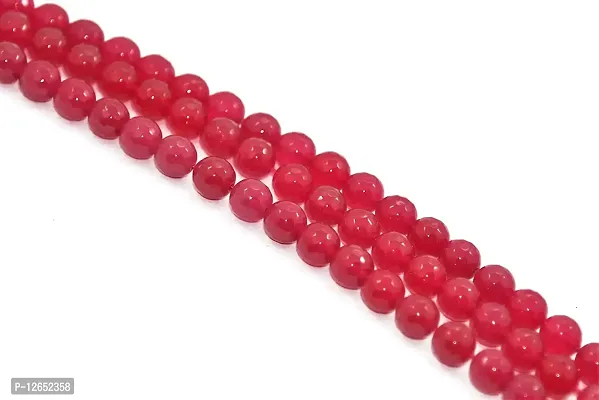 Zoya Gems  Jewellery Red Jade Smooth Round Quartz Semi Precious Stone (8 mm, 1 String) for- Jewellery Making, Beading, Art and Craft-thumb0