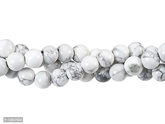 Zoya Gems  Jewellery White Howlite 8mm Large-Hole Round Bead1 Strand-thumb2