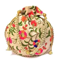 Zoya Gems & Jewellery Multi-Color Women Wristlets Ethnic Potli For Women | Designer Rajasthani Style Royal Clutch Silk Batwa | Zari Work Potli | Bridal Potli |-thumb1