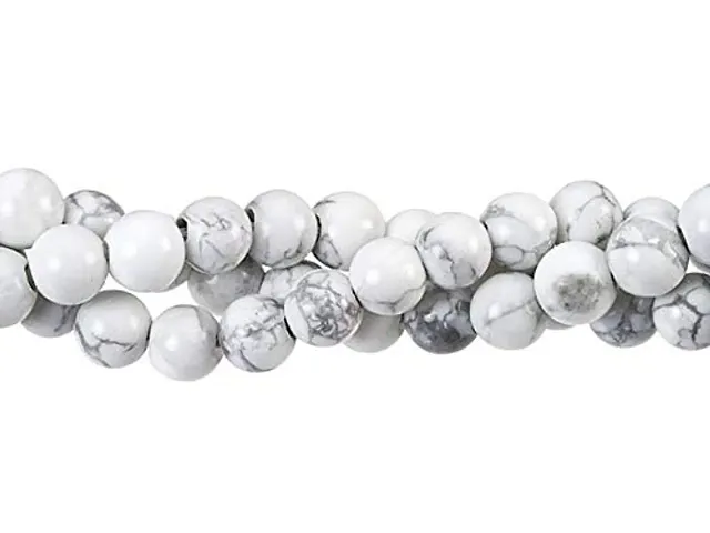 Zoya Gems & Jewellery White Howlite 8mm Large-Hole Round Bead1 Strand