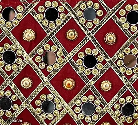 Zoya Gems & Jewellery Maroon Potli Wristlets Ethnic Potli For Women's | Designer Rajasthani Style Royal Clutch Silk Batwa | Zari Work Potli | Bridal Potli | Potli Bags-thumb3