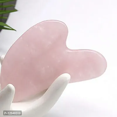 Zoya Gems  Jewellery Natural Jade Gua Sha Scraping Massage Tool, Pink Rose Quartz GuaSha Board, Organic Anti-aging Beauty Therapy for Skin Rejuvenation, Relaxing Muscles on Face Neck Body-thumb2