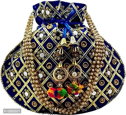 Zoya Gems  Jewellery Women Blue Potli Wedding Mirror Brides Potly