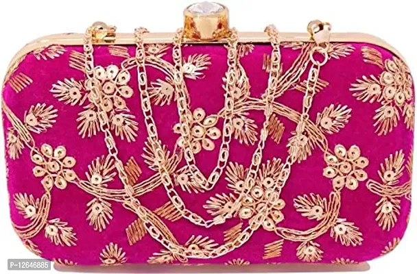 Zoya Gems & Jewellery Women's Clutch Blue Women Sling Bag Wedding Box Bag Party Pink Clutch