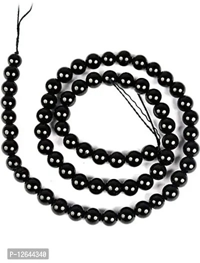 Zoya Gems  Jewellery Natural Black Onyx Loose Beads 6 mm Round Stone Beads for Jewellery Making Bracelet Beads Mala Beads Crystal Beads for Jewellery Making Bracelet/Mala-thumb0