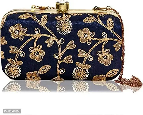 Zoya Gems & Jewellery Women's Clutch Blue Women Sling Bag Wedding Box Bag