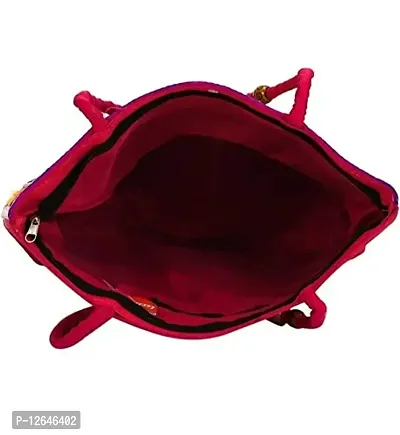 Zoya Gems & Jewellery Pink Rajasthani Collection and Ethnic Cotton Silk Handmade Handbag for Women-thumb3