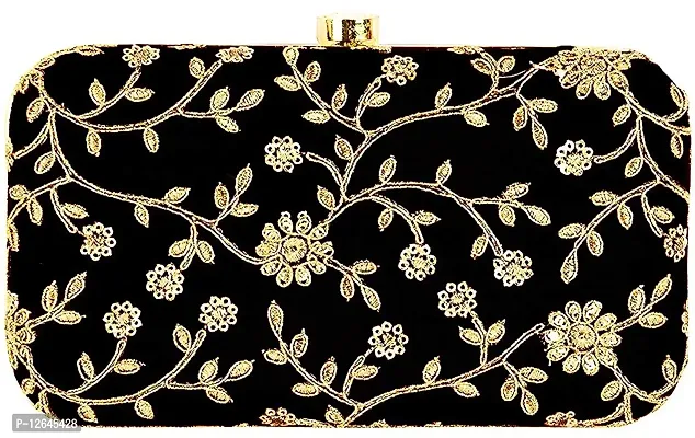Zoya Gems  Jewellery Women's Clutch (Black) Sling Bag Wedding Bag