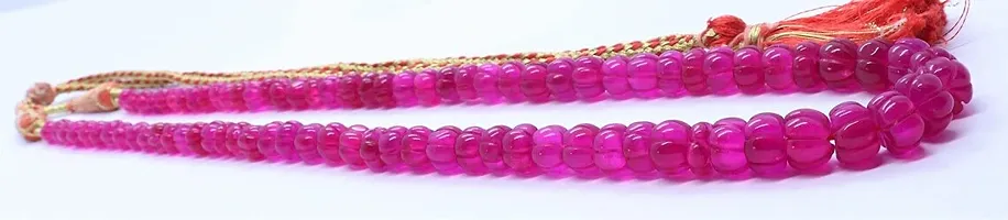 Zoya Gems & Jewellery 1 Strand AAA Ruby Jade Quarts Hand Curved Watermelon Beads, Ruby Curved Beads, 7-11 MM Ruby Jade Quartz Pumpkin 22 Inch Long Necklace Beads,-thumb1