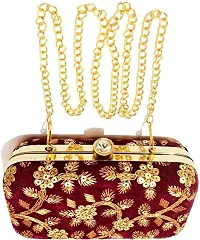 Zoya Gems & Jewellery Fancy Party Maroon Box Clutch-thumb1