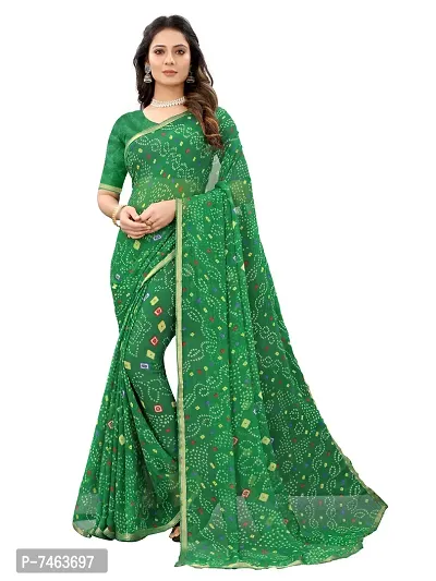 Stylish Fancy Beautiful Chiffon Bandhej Print Saree With Blouse For Women