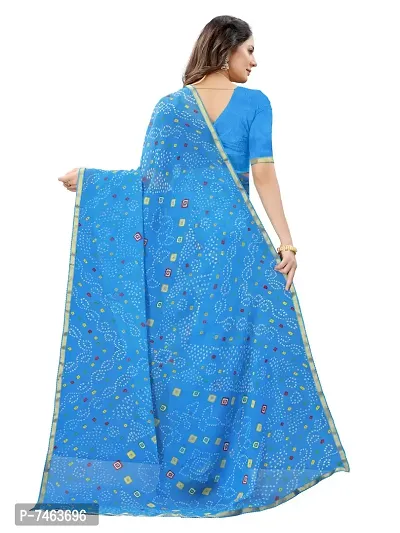 Stylish Fancy Beautiful Chiffon Bandhej Print Saree With Blouse For Women-thumb4